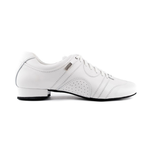 PortDance Hommes Chaussures de Danse PD Casual - Cuir Blanc - 2 cm