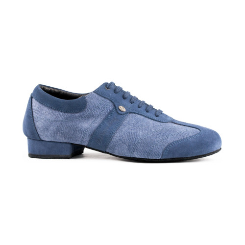 Portdance Hommes Chaussures de Danse PD Pietro Street - Denim Bleu - Ballroom - Semelle en daim - Pointure: EUR 43