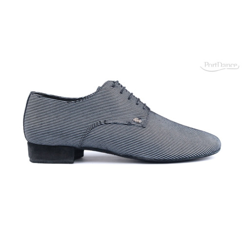PortDance - Hommes Chaussures de Danse Latin PD018 Fashion - Textile Noir/Blanc - 2 cm