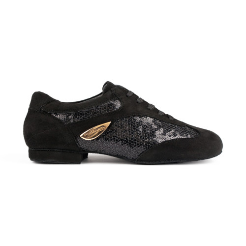 Portdance Mulheres Sapatos de dança PD01 - Camurça/Laca Preto Micro-Heel - Sola de camurça [EUR 37]