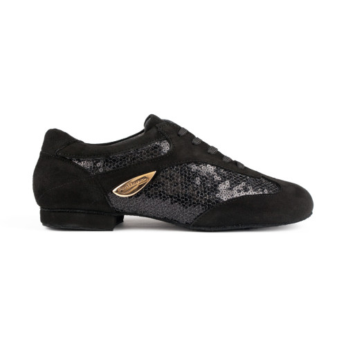 Portdance Mujeres Zapatos de Baile PD01 - Ante/Charol Negro Micro-Heel - Suela de Ante - Talla: EUR 37