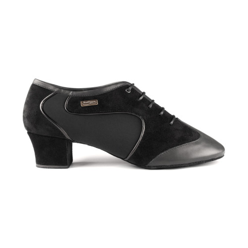 PortDance Men´s Latin Dance Shoes PD014 - Black Nubuck/Leather - 4 cm