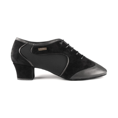 PortDance Heren Latin Dansschoenen PD014 - Lycra Zwart - 4 cm