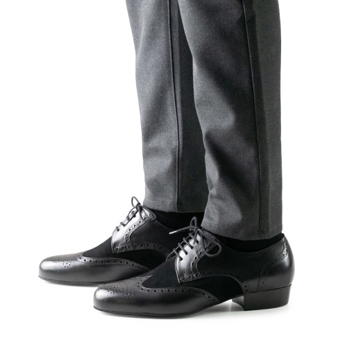 Werner Kern Hommes Chaussures de Danse Udine - Cuir/Nubuck Noir - 3 cm Ballroom  - Größe: UK 7,5