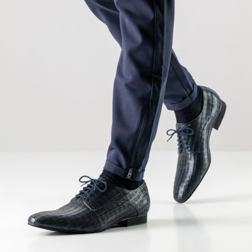 Werner Kern Hombres Zapatos de Baile Ravenna - Cuero Grattato Blu   - Größe: UK 7