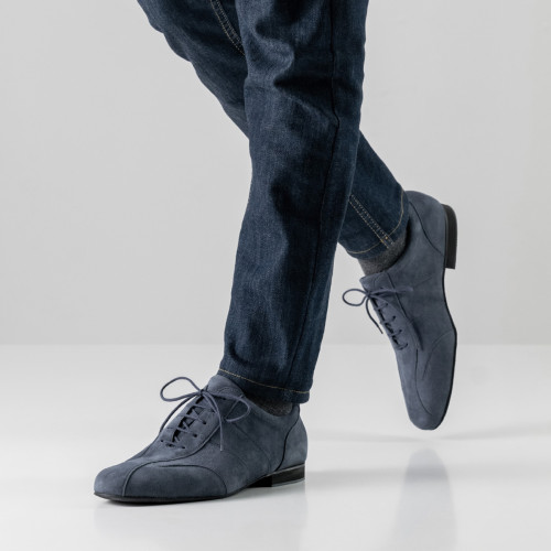 Werner Kern Hommes Chaussures de Danse Cuneo - Suède Bleu Micro-Heel  - Größe: UK 8