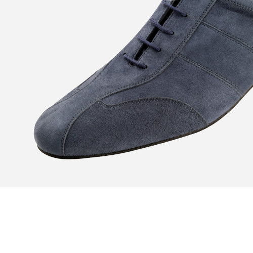 Werner Kern Herren Tanzschuhe Cuneo - Veloursleder Blau Micro-Heel - Größe: UK 8