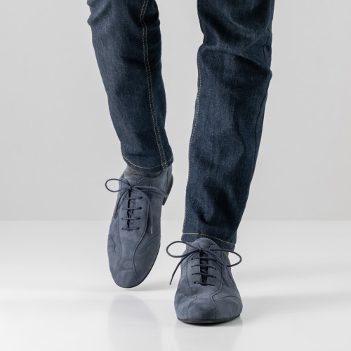 Werner Kern Hommes Chaussures de Danse Cuneo - Suède Bleu Micro-Heel  - Größe: UK 9,5