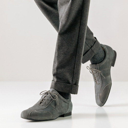 Werner Kern Hommes Chaussures de Danse Cuneo - Suède Gris Micro-Heel  - Größe: UK 8