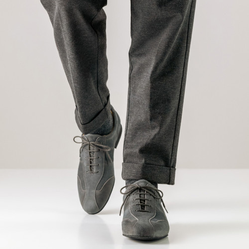 Werner Kern Hommes Chaussures de Danse Cuneo - Suède Gris Micro-Heel  - Größe: UK 7,5