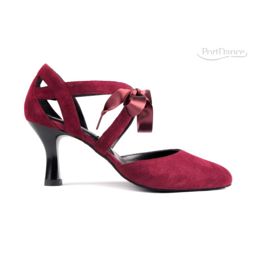 Portdance Damen Tanzschuhe PD125 - Nubuk Bordeaux - 5,5 cm Flare (groß) - Größe: EUR 37