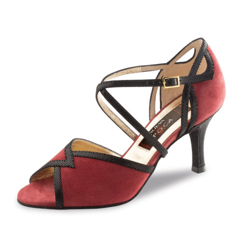 Nueva Epoca Mujeres Zapatos de Baile Matilda - Ante Rojo/Negro - 7 cm Stiletto  - Größe: UK 4