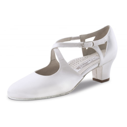 Werner Kern Women´s dance shoes / Bridal Shoes Gala - Satin White - 4,5 cm - Leathersohle  - Größe: UK 4,5