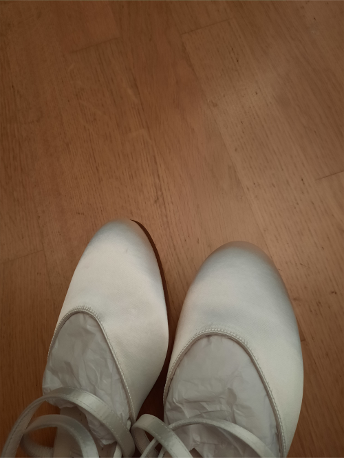Werner Kern Mulheres Sapatos de Dança Felice 3,4 LS - Cetim Branco - Sola de Couro [UK 5,5 - B-Ware]
