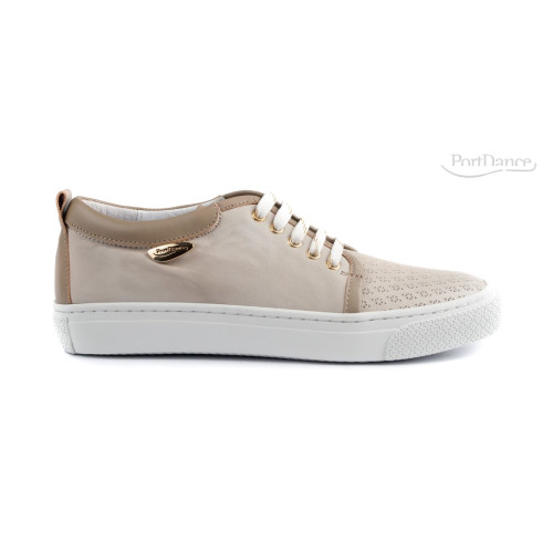 Portdance Mujeres Sneakers PD962 - Cuero Beige - Suela Sneaker - Talla: EUR 39