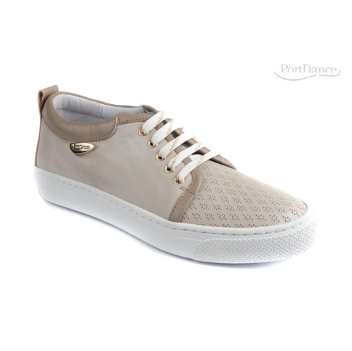 Portdance Mujeres Sneakers PD962 - Cuero Beige - Suela Sneaker - Talla: EUR 39