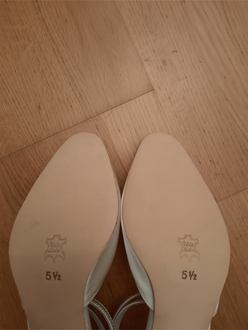 Werner Kern Zapatos de Novia Betty LS - Satén Blanco - 6,5 cm - Suela de Cuero Nubuck  - Größe: UK 5,5
