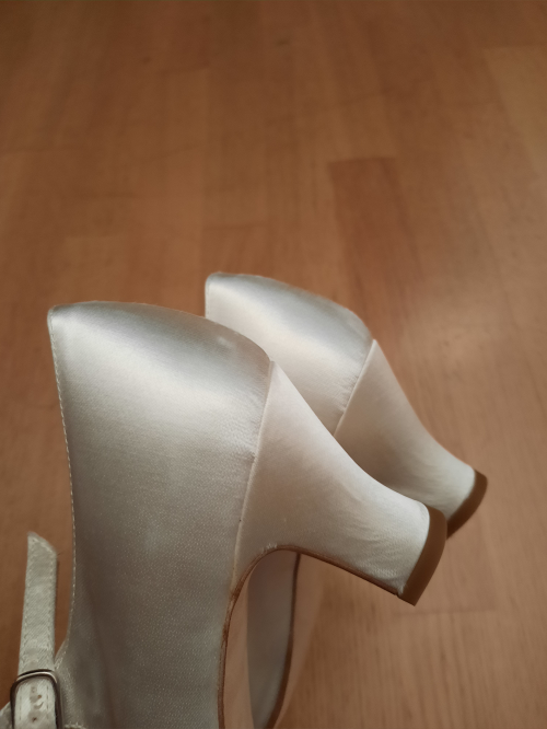 Werner Kern Chaussures de Mariage Ashley LS - Satin Blanc - 6 cm - Semelle en cuir nubuck [UK 6 - B-Ware]
