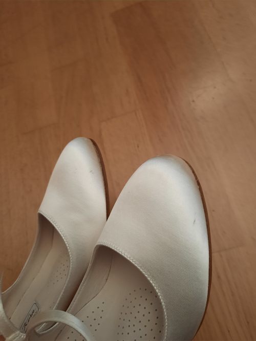 Werner Kern Zapatos de Novia Ashley LS - Satén Blanco - 6 cm - Suela de Cuero Nubuck [UK 6 - B-Ware]
