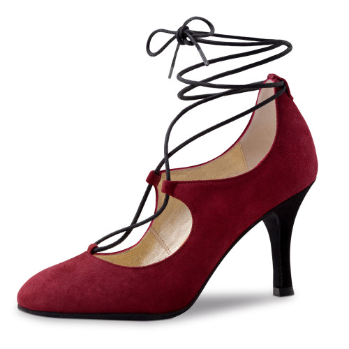 Nueva Epoca Dames Dansschoenen Dunja - Bordeaux/Zwart - 8 cm Stiletto  - Größe: UK 5