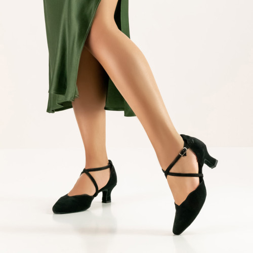 Anna Kern Femmes Chaussures de Danse Denise - Suède Noir - 5 cm  - Größe: UK 6,5