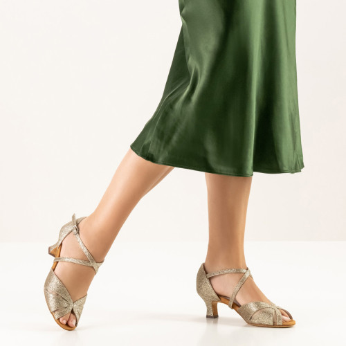 Anna Kern Mujeres Zapatos de Baile Aliette - Brocado Oro - 5 cm Flare  - Größe: UK 5,5