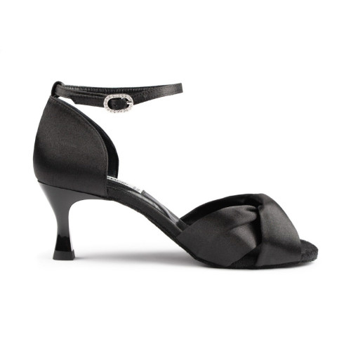 Portdance Mulheres Sapatos de dança PD509 - Cetim Preto - 5 cm Flare (klein) - Tamanho: EUR 36