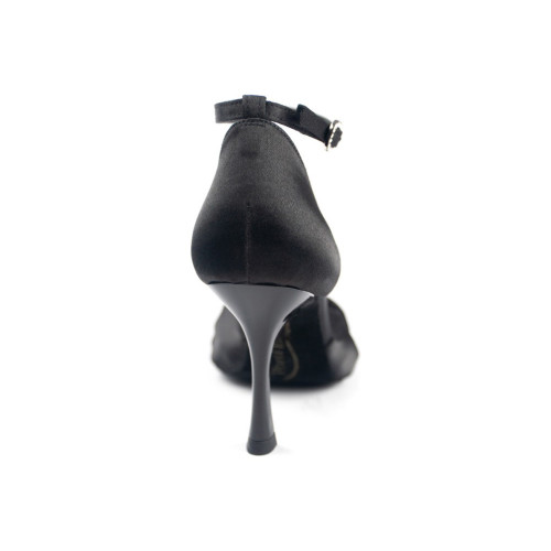 PortDance Mujeres Zapatos de Baile PD509 - Satén Negro - 7 cm Flare (klein) [EUR 40]