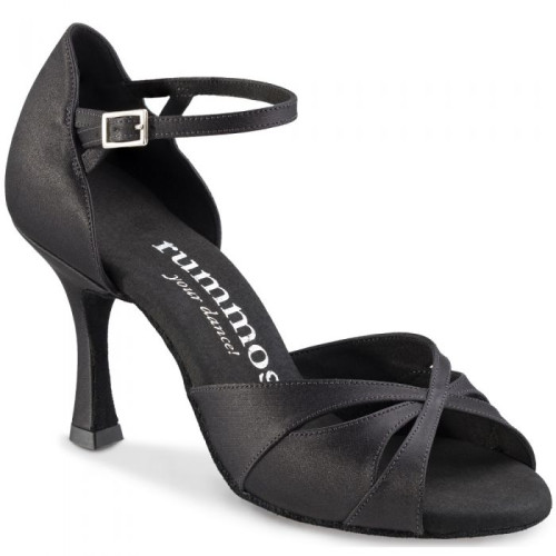 Rummos Mulheres Sapatos de Dança R385 - Cetim Preto - 7 cm