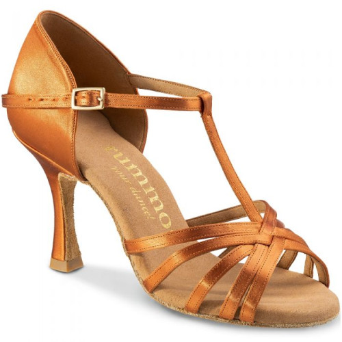 Rummos Mulheres Sapatos de Dança R331 - Cetim Dark Tan - 7 cm