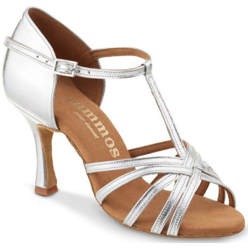 Rummos Damen Tanzschuhe R331 - Leder Silber - 7 cm