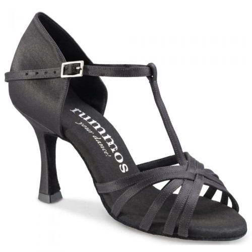 Rummos Damen Tanzschuhe R331 - Satin Schwarz - 7 cm