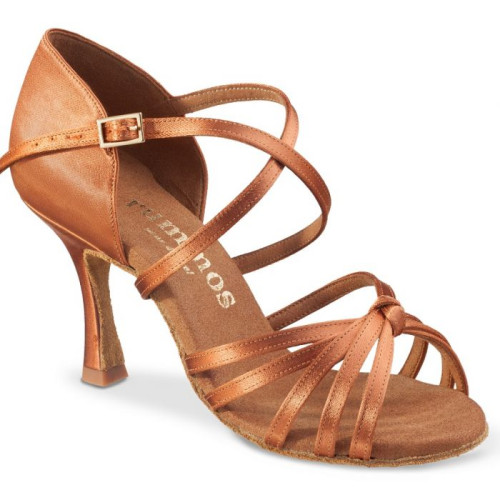 Rummos Mulheres Sapatos de Dança R380 - Cetim Dark Tan - 7 cm