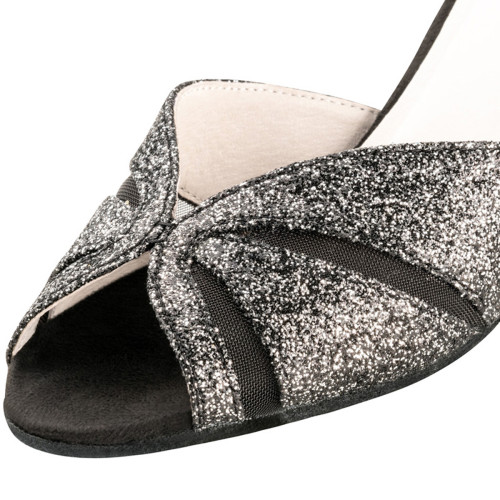 Anna Kern Women´s dance shoes Delphine - Brocade Black/Silver - 6 cm  - Größe: UK 5