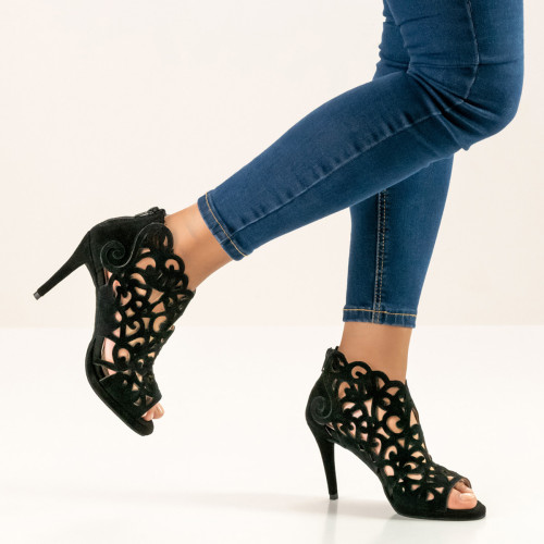 Anna Kern Mujeres Zapatos de Baile Fleur - Ante Negro - 8 cm Stiletto - Plateau [UK 6,5]