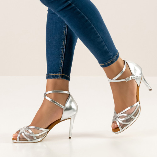 Anna Kern Women´s dance shoes Desiree - Silver - 8 cm Stiletto - Plateau  - Größe: UK 5,5