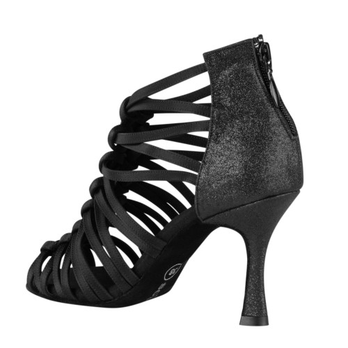 Rummos Mulheres Sapatos de Dança Bachata 01 041-131 - Cetim Preto - 7 cm