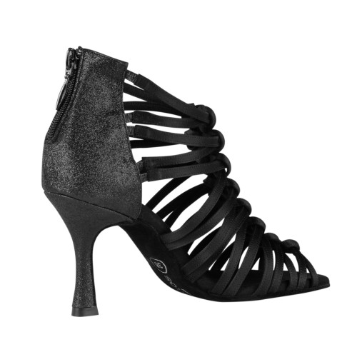 Rummos Mujeres Zapatos de Baile Bachata 01 - Satén Negro - 7 cm