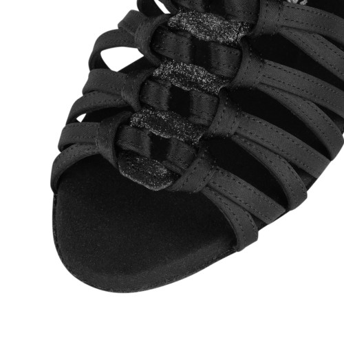 Rummos Mujeres Zapatos de Baile Bachata 01 - Satén Negro - 7 cm