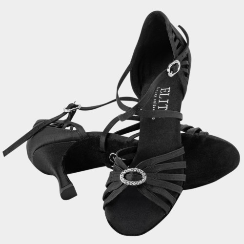 Rummos Dames Dansschoenen Elite Celine 041 - Satijn Zwart - 6 cm