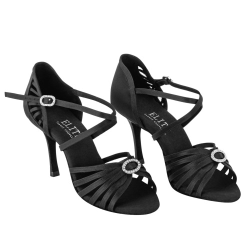 Rummos Mujeres Latino Zapatos de Baile Elite Celine 041 - Material: Satén - Color: Negro - Anchura: Normal - Tacón: 80E Stiletto - Talla: EUR 38.5