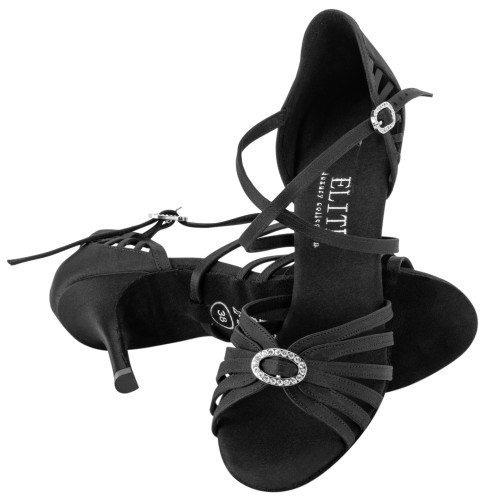 Rummos Mujeres Latino Zapatos de Baile Elite Celine 041 - Material: Satén - Color: Negro - Anchura: Normal - Tacón: 80E Stiletto - Talla: EUR 38.5