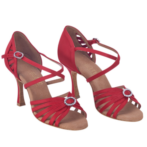 Rummos Damen Tanzschuhe Elite Celine 049 - Satin Rot - 7 cm