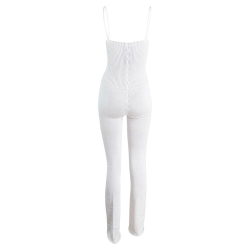 Intermezzo Ladies Warm-up suit long with Spaghetti-straps 4588 Skinlegrec - White (001) - Size: XXL