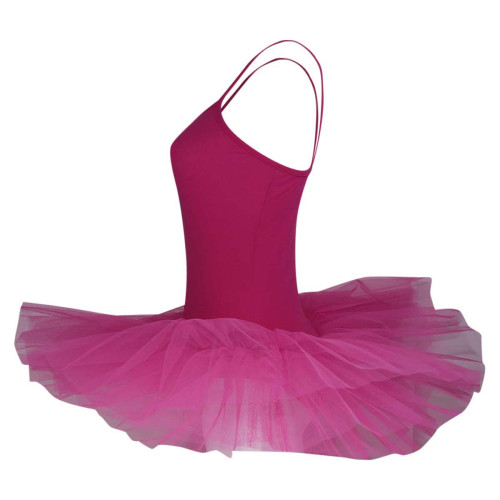 Intermezzo Damen Ballett Body/Trikot mit Teller Tutu und Spaghetti-Tr&auml;gern mit Tutu 3152 Loverstraptu - Fuchsia (009) - Größe: M