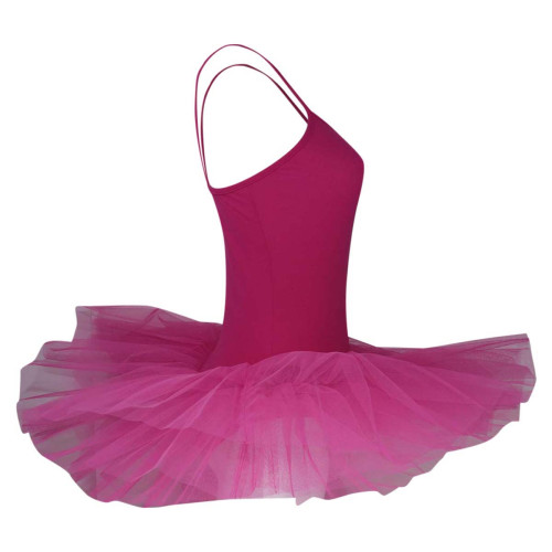Intermezzo Damen Ballett Body/Trikot mit Teller Tutu und Spaghetti-Tr&auml;gern mit Tutu 3152 Loverstraptu - Fuchsia (009) - Größe: M