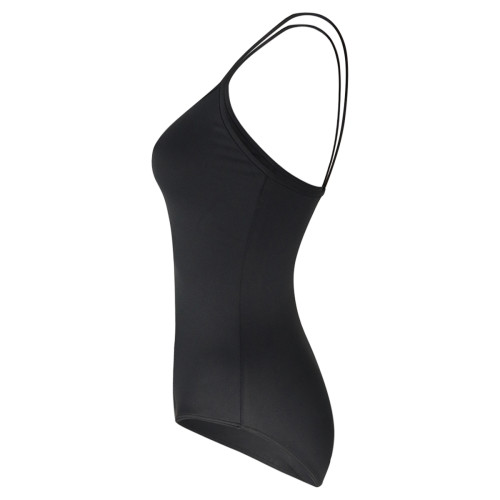 Intermezzo Mädchen Ballett Body/Trikot mit Spaghetti-Tr&auml;gern 3822 Bodymerstrap - Schwarz (037) - Größe: 12