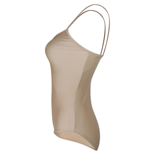 Intermezzo Ladies Ballet Body/Leotard with Spaghetti-straps 3020 Bodyly Strap - Beige (003) - Size: L