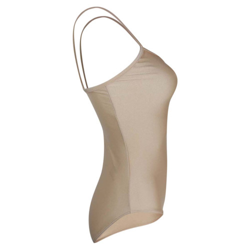 Intermezzo Ladies Ballet Body/Leotard with Spaghetti-straps 3020 Bodyly Strap - Beige (003) - Size: L