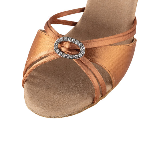Rummos Ladies Latin Dance Shoes Elite Bella 048 - Material: Satin - Colour: Dark Tan - Width: Normal - Heel: 60R Flare - Size: EUR 40.5